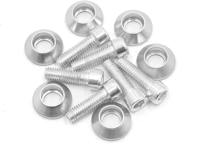 uxcell 6 Pcs 6mm Thread Silver Tone Aluminum Alloy Motorcycle License Plate Frame