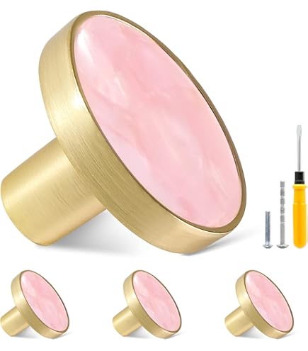 Bonsicoky 6 Pcs Gold Knobs for Dresser Drawers, Round Dresser Cabinet Knobs Pulls for Kitchen Cabinet Cupboard Door Furniture Decorative, Pink - Amazon.com Bonsicoky 6 Pcs Gold Knobs for Dresser Drawers, Round Dresser Cabinet Knobs Pulls for Kitchen Cabinet Cupboard Door Furniture Decorative, Pink - Amazon.com