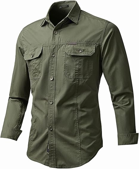 Mens Cotton Short Sleeve Cargo Shirt Military Style Tactical Shirts ...