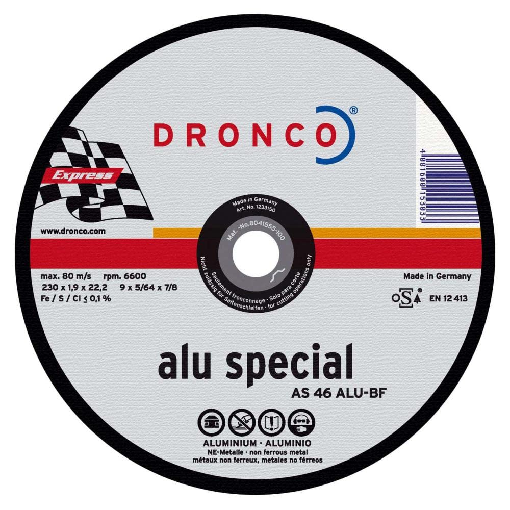 DRONCO CS46ALU-180 - Disco de Corte Metal CS 60/CS 46 ALU Special Express, 180 x 1,6 mm