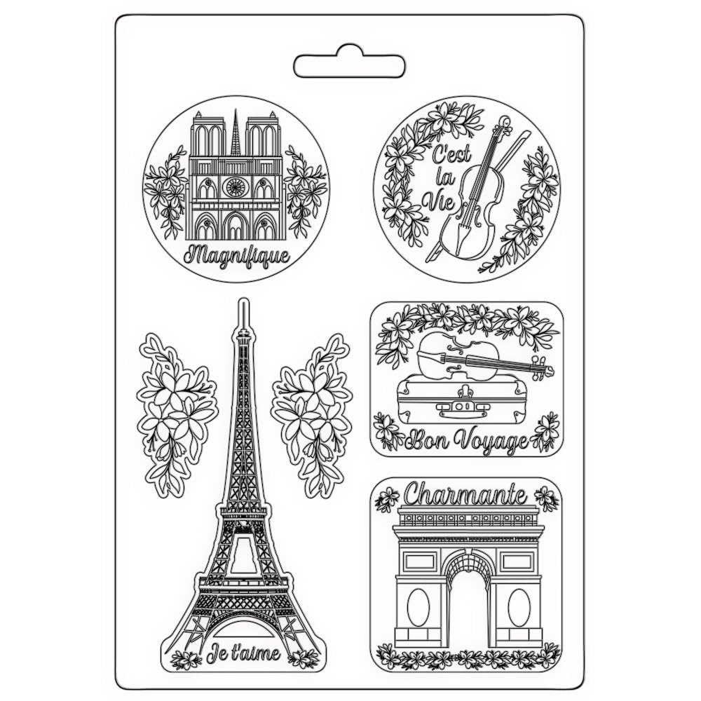 Stamperia Soft Mould A4 Create Happiness Oh Lá Tour Eiffel, Paper, Plain, One Size