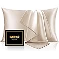INFIIXSO Mulberry Silk Pillowcase for Hair and Skin, Silk Pillow Cases Queen Size Set of 2 with Hidden Zipper 20x30 Inches, Ultra Smooth and Soft Cooling Pillow Cases for Hot Sleepers(Beige, 2 Pack)