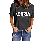 LINDOCITA Womens Trendy Graphic Tee Shirts Summer Cute Casual Short Sleeve T-Shirts for College Teen Girls