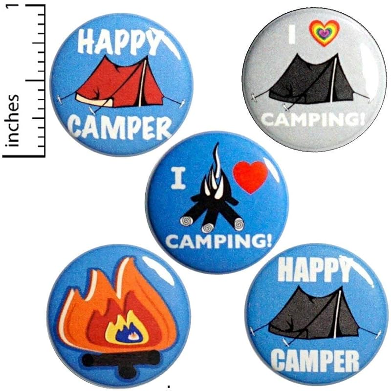 Camping 5 Pack Buttons For Backpack 1 Inch P82 Handmade