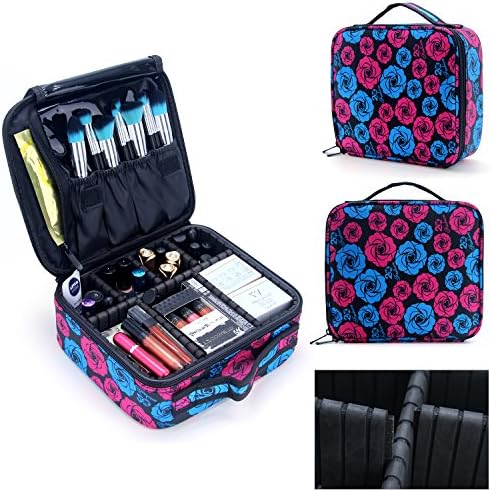 Portable Travel Makeup Bag / OR Pure Makeup Case / Cosmetic Case Organizer Profession Travel Bag Makeup Brush Bag with Divider for Cosmetics Brushes Toiletry Accessories (Flower makeup bag)
