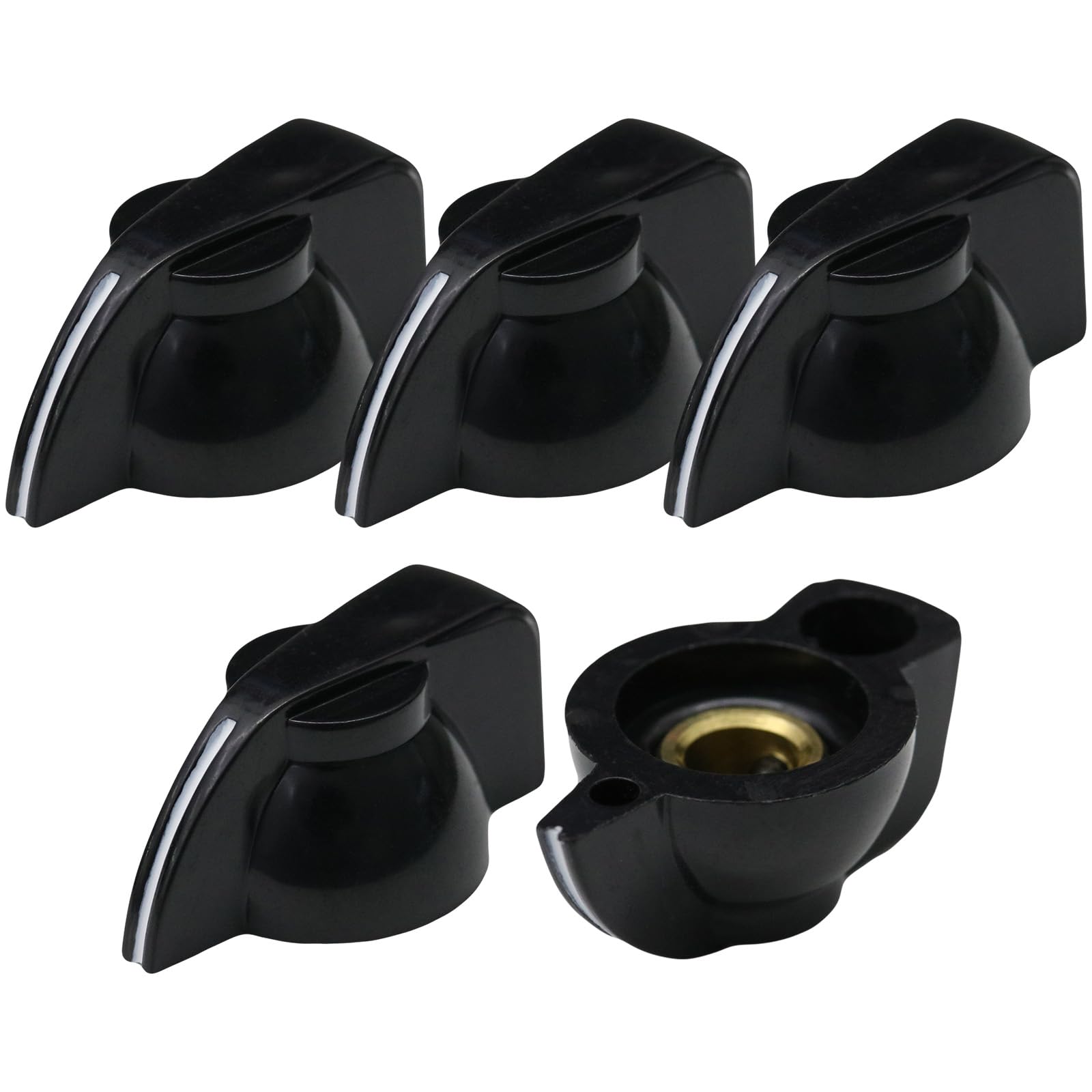 6.4mm Round Hole Small Chickenhead Guitar/Amplifier/Instrument Control Knob Pack of 5 (Black)