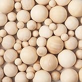 Beadthoven 90pcs Wood Balls for Crafts, Natural Unfinished Wood Beads No Hole Round Wood Ball Gnome Noses Loose Wooden Beads Bulk for DIY Crafts Jewelry Making Art 10mm/14mm/20mm/25mm