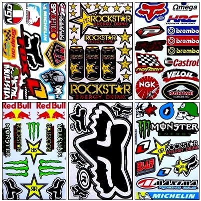 6 Rockstar Energy Drink Metal Mulisha Yamaha Kawasaki Motocross Racing Helmet Motorcycle Decal Sticker