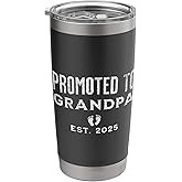 Promoted To Grandpa EST 2025 - New Grandfather Stainless Steel Insulated Tumbler