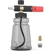 DANCINGBOAR 1L Wide Mouth Foam Cannon for Pressure Washer | Foam Sprayer with 1/4 Inch Quick Connector, Adjustable Soap Cannon for Car Wash, Additional 1.1mm Orifice Nozzle