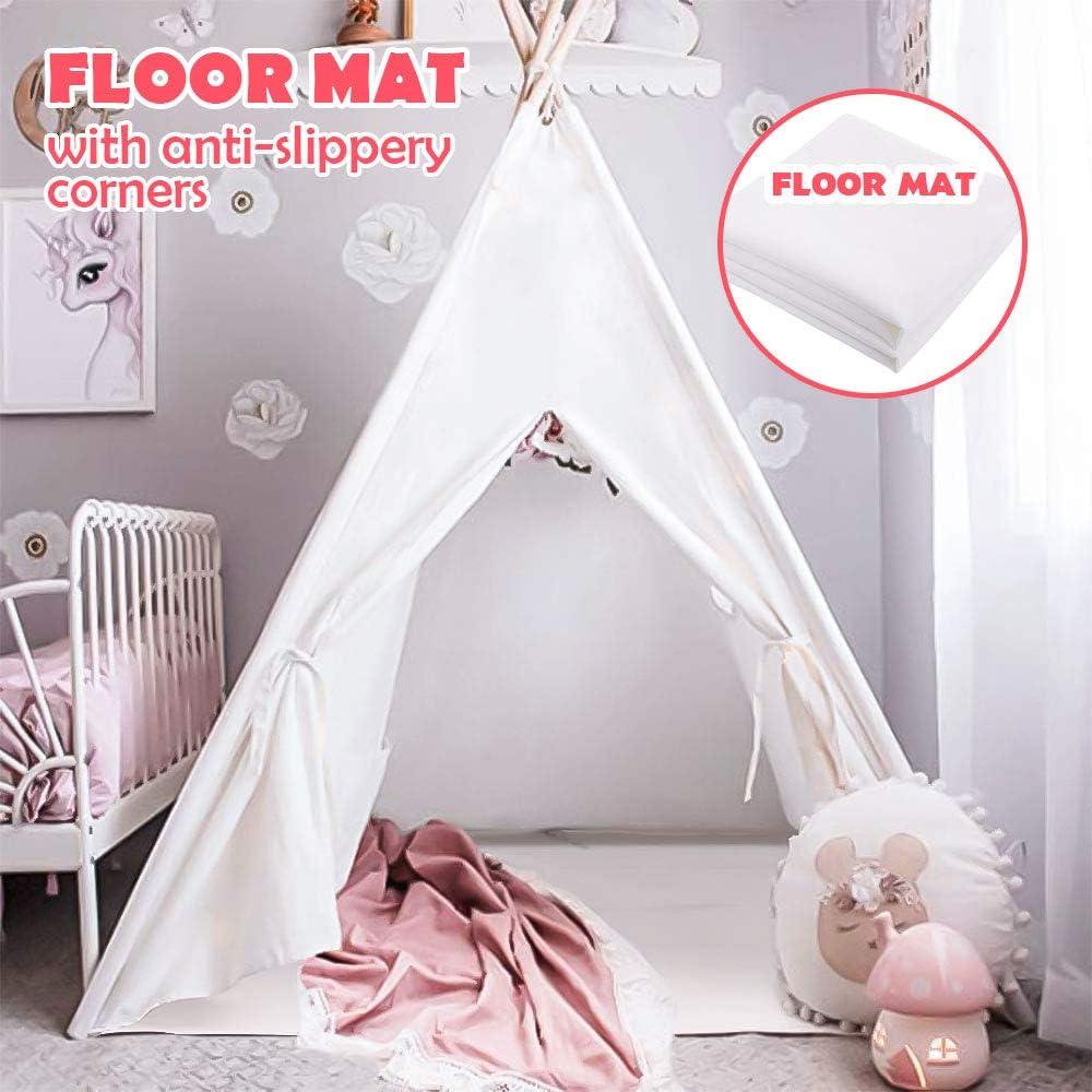Peradix Teepee Play Tent For Kids Childrens -Wigwam Tipi Tent-Indian Playhouse Cotton Canvas Tent boys girls for Indoor or Outdoor Play Game(white color)