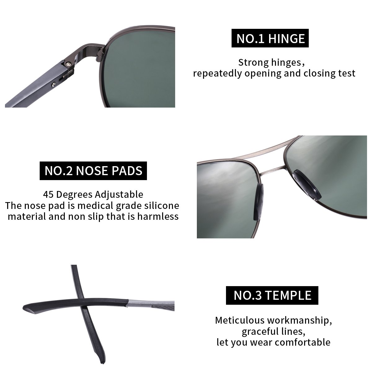 Aviator Sunglasses RAYSUN Aluminum Polarized Vintage Sun Glasses for Men Women UV 400 Protection