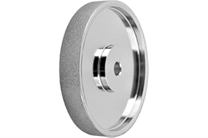 EQULUP Grinding Wheel 6/8inch, 1" Wide, 1/2" 5/8" Arbor Steel CBN Sharpening Wheel 180 Grit 326 Grit High Speed Steel Cutting Tools for Sharpening Woodturning Tools（8" 5/8" Bore 320 Grit）