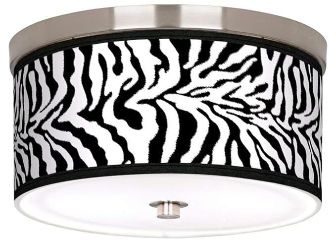 Safari Zebra Giclee Nickel 10 1 4 Wide Ceiling Light Amazon Com