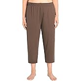Weintee Women's Plus Size Knit Capri Pants with Pockets