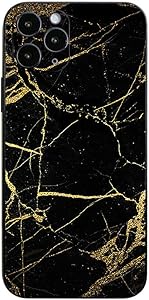 MightySkins Skin for Apple iPhone 12 Pro - Black Gold Marble | Protective, Durable, and Unique Vinyl Decal wrap Cover | Easy to Apply, Remove, and Change Styles | Made in The USA