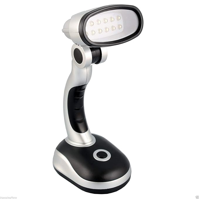 Abtrix 12 LED Bulb Adjustable Pivoting Neck Desk Lamp Portable Light for Home Study Desk Super Bright, Office Desk & Other Desk(Silver+Black)