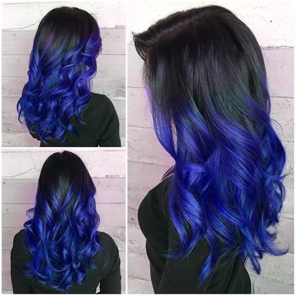 Beweig Ombre Blue Wig Long Wavy for Women Side Part Colored Synthetic Heat Resistant for Daily Party Costume Halloween — image 1