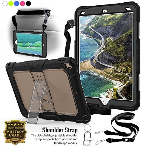 New iPad Pro 10.5 Case, [Heavy Duty] 3-Layer Dropproof Shockproof Full-body Protective Rugged Bumper Cover Skin Built with Kickstand &amp; Shoulder Strap For iPad Pro 10.5 inch 2017 Released, (Clear)