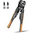 3-In-1 Multi Self Adjusting Wire Stripper/Cutter/Crimper - 8-Inch Universal Wire Stripper for Wire Stripping, Cable Cutting, Crimping Tools from 10 AWG to 24 AWG