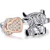 Feijiesi Cute Guinea Pig/Highland Cow/Opossum/Capybara/Axolotl Ring 925 Sterling Silver Adjustable Open Ring Cute Animal Jewelry for Women Animal Gifts