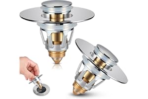 TGOSOMT Bathroom Sink Stopper 2 Pack, Bathroom Sink Drain Strainer, Revolutionary Bathroom Accessories and Essentials (Shiny Chrome)