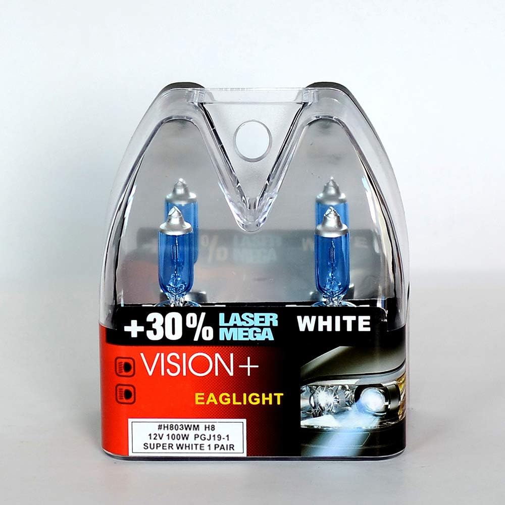 Aprilyy 2 X H8 100W 12V Car Headlight Lamp Halogen Light Super Bright Fog Xenon Bulb White (Pack of 2