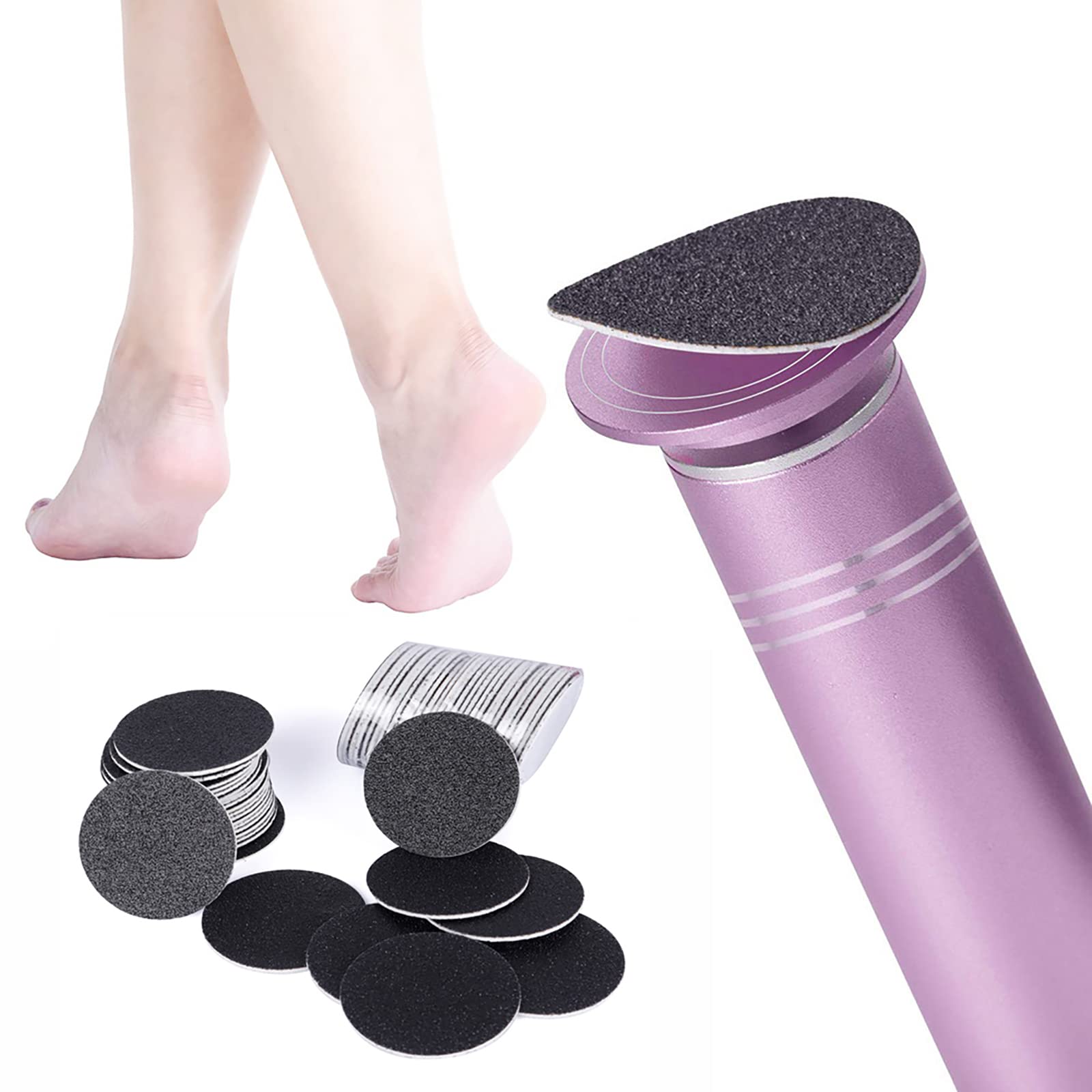 1200 RPM Electric Foot Sharpener Adjustable Speed Foot Polisher, Dead Skin Calluses Remover with 60 Replacement Sandpaper Discs, Unisex.