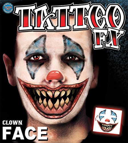 Tinsley Transfers Clown Face Tattoo Adult Accessory