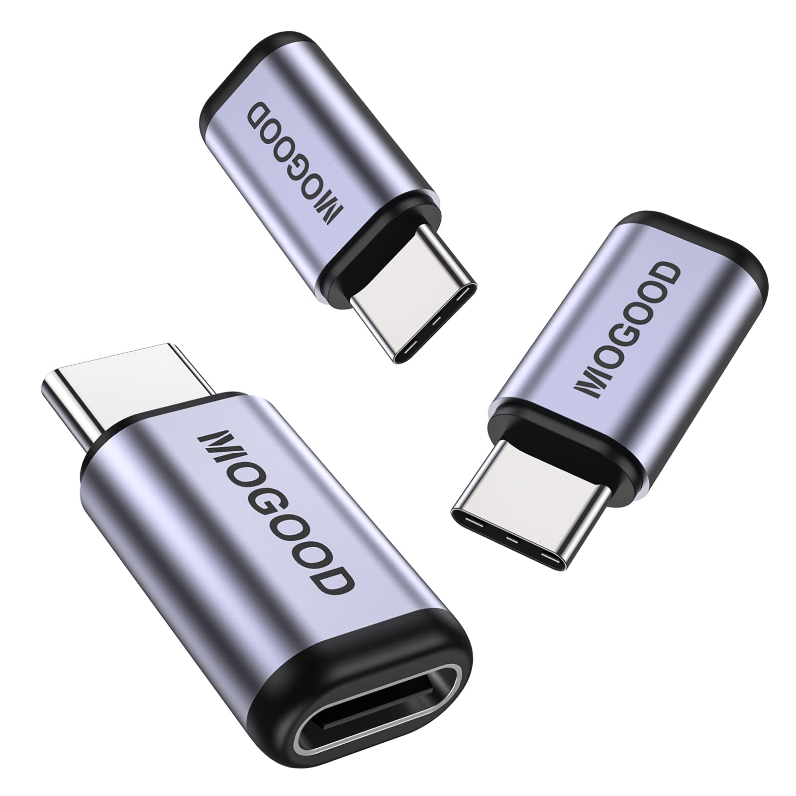 MOGOOD USB C 3pk Adapter, USB C Male to Female, 100W/40Gbps/8K@60Hz for USB4, Thunderbolt 4/3 & Laptops, Switch, Tablet