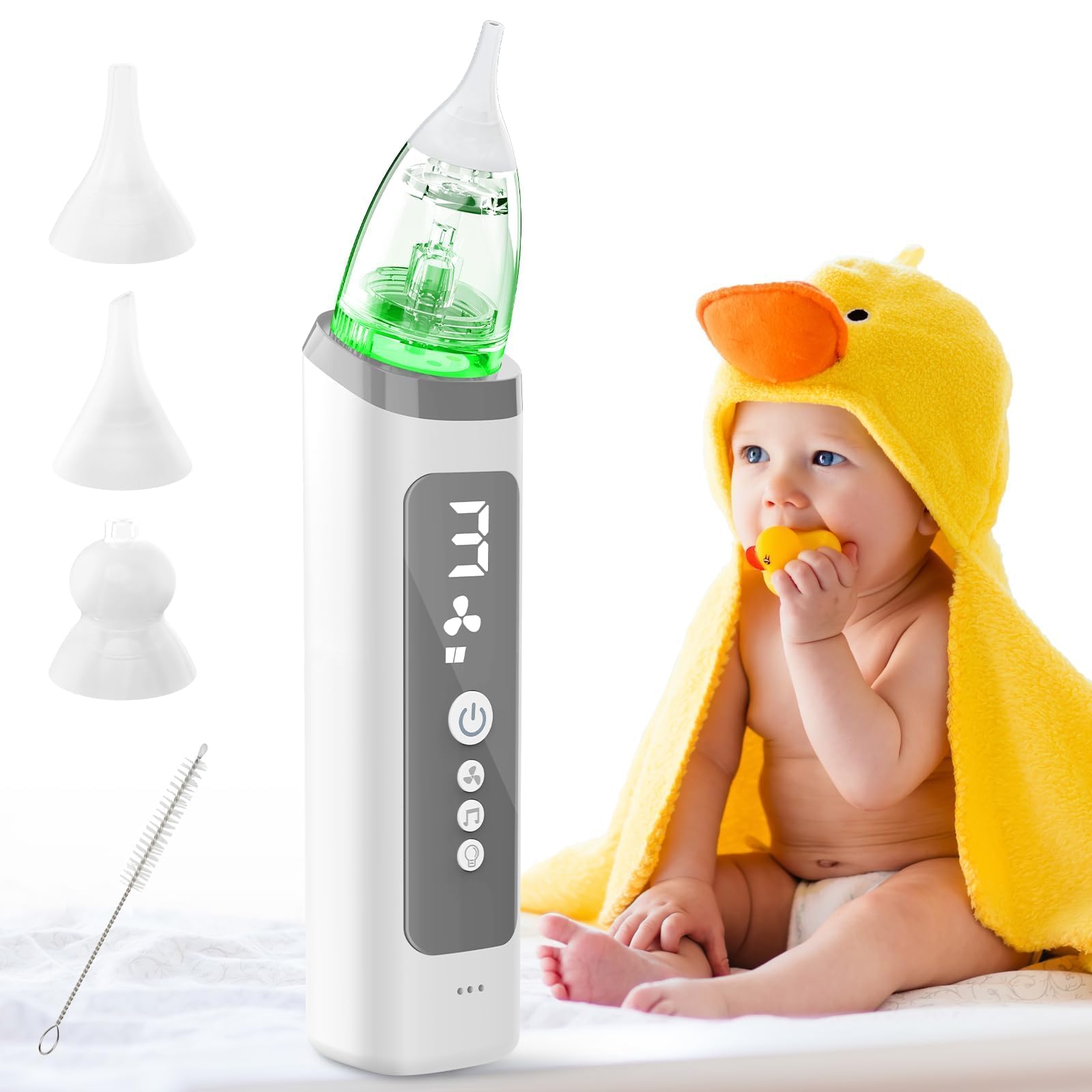 Nasal Aspirator for Baby - Baby Nose Sucker with 3 Suction Levels, Baby Nasal Aspirator, Electric Nose Suction for Baby with 3 Silicone Tips Music and Light, Rechargeable Snot Nose Sucker for Babies