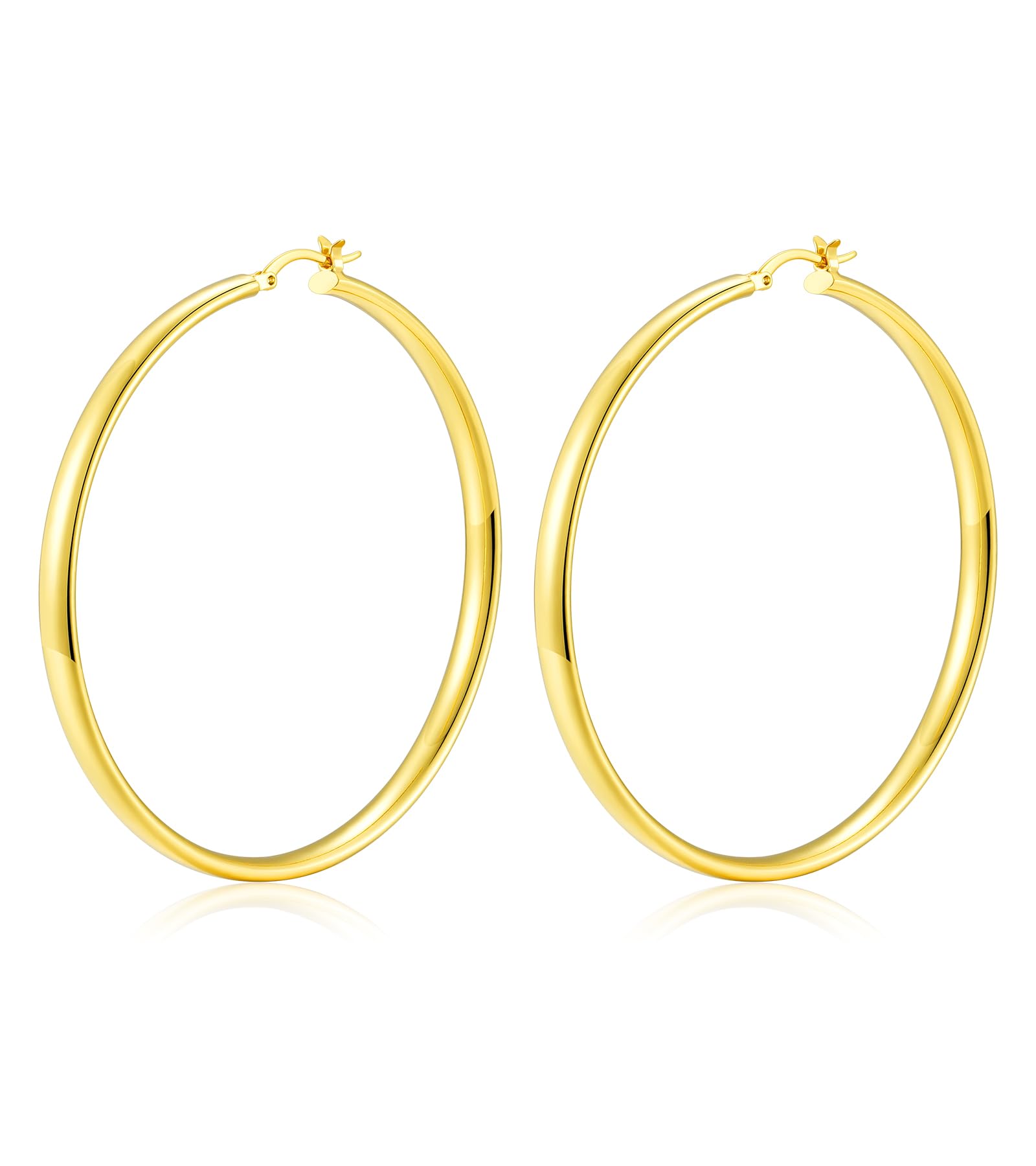 14K Gold Plated Hoop Earrings for Women Chunky Hoop Earrings for Women Thick Lightweight Earrings Jewelry Gifts