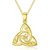 SISGEM Solid 14K Gold Celtic Knot Necklace for Women,Real Gold Irish Trinity Celtic Knot Pendant Necklaces Good Luck Jewelry Gifts for Mom Wife Christmas Birthday,16+2 Inch