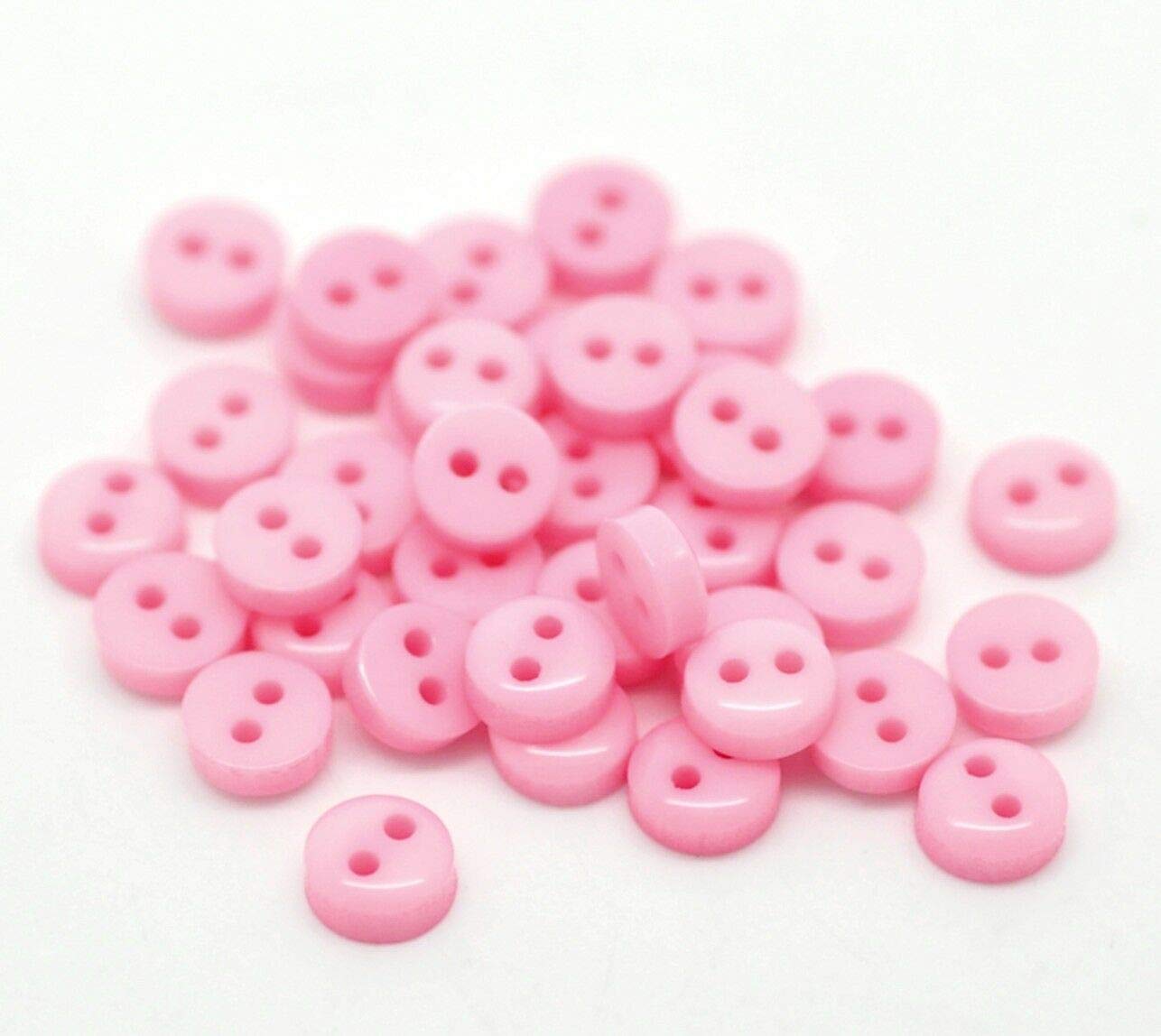 500 x Round Pink 6mm Sewing Clothes Crafts Scrapbooking Card Making 2 Hole Buttons — image 1