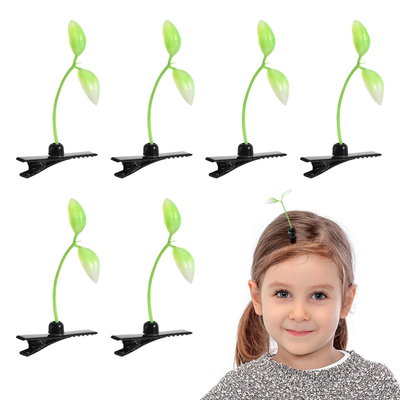 FRCOLOR Funny Sprout Hair Clips Plant Hairpins Grass Duck Teeth Clip Cute Hair Accessories for Girls 10pcs