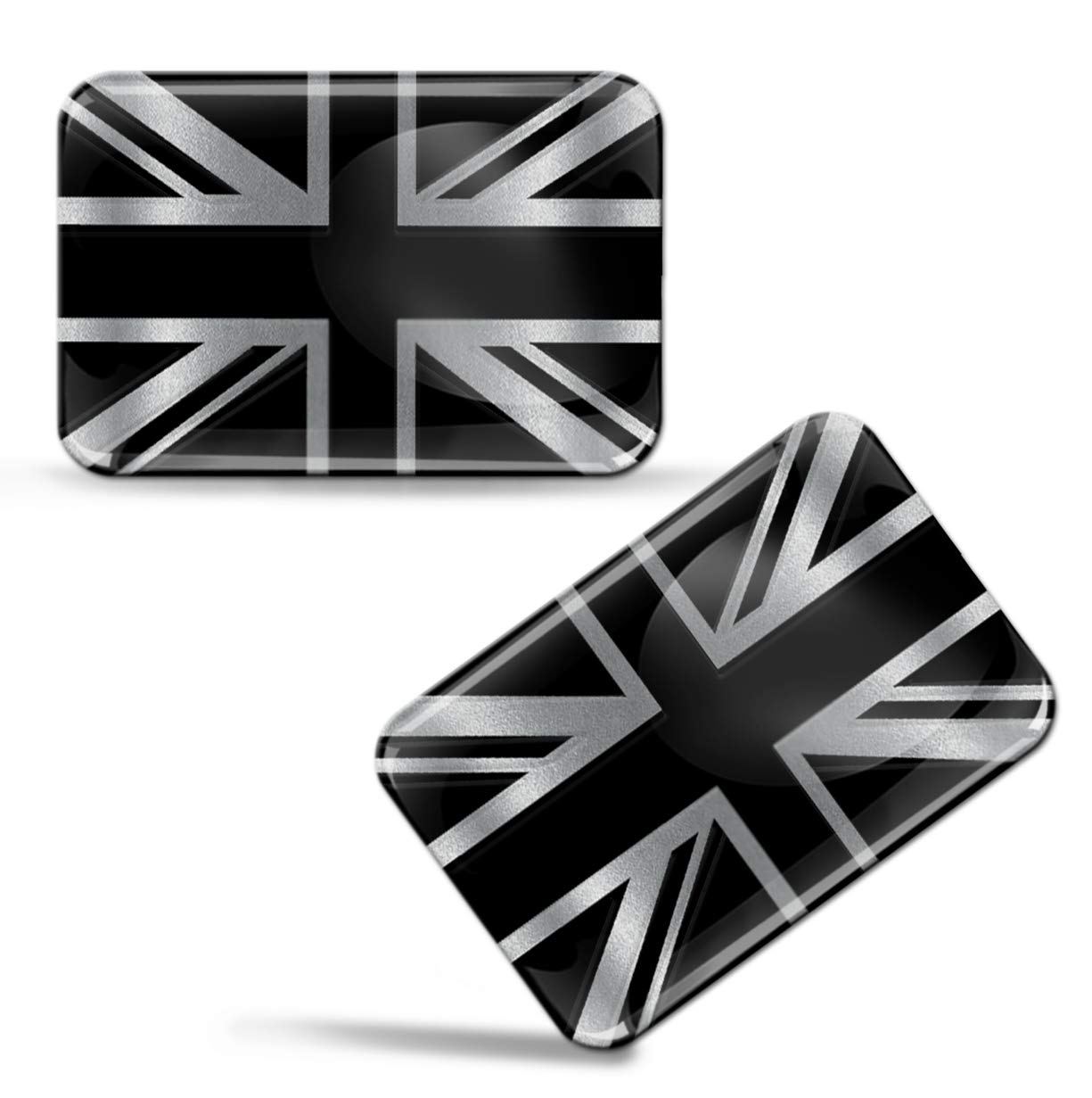 Biomar Labs Country Flag Sticker Set Self Adhesive Vinyl Decals National Flag Stickers Vehicle Styling Car Motorcycle Laptop Phone Window Interior Exterior (England UK GB in Black-Silver F 125)