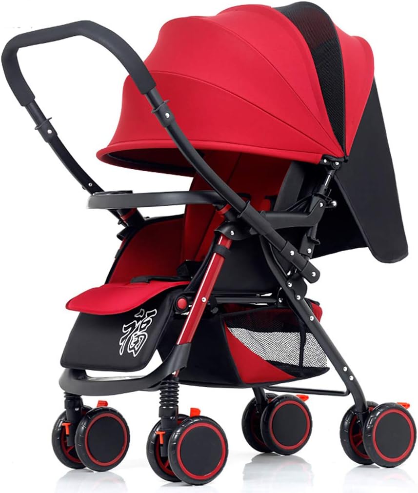 red bassinet stroller