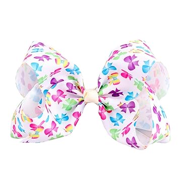 Amazon Com 7 Inch Colorful Rainbow Hair Bows Large Ribbon