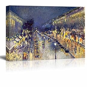 The Boulevard Montmartre at Night by Camille Pissarro...
