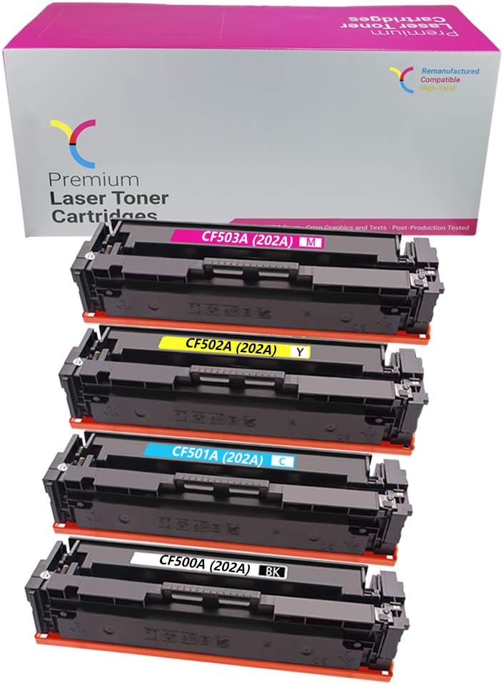 YC Toner Compatible Toner Cartridge Replacement for HP 202A Toner Cartridges High Yield 4 Pack CF500A CF501A CF502A CF503A use for M281fdw M254DW M281cdw M281DW M254DN M254NW M280NW M254 M281(BCMY)