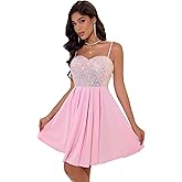 Angel-fashions Women's Strapless Sequin A-Line Sequin Elegant Short Prom Gown Cocktail Dress