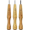 Wazakura 3PCS Bonsai Chisel Kit with Round Gouge, Single Bevel Skewed and V-Parting Tool, Hand Carving Tool Set for Jin Shari Making, Woodworking Knife Pack - Mini Size
