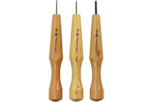 Wazakura 3PCS Bonsai Chisel Kit with Round Gouge, Single Bevel Skewed and V-Parting Tool, Hand Carving Tool Set for Jin Shari Making, Woodworking Knife Pack - Mini Size