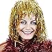 Sumind 4 Pieces Foil Tinsel Wigs Fancy Dress Shiny Party Wig Adults Metallic Cosplay Supplies(Gold, Blue, Red and Pink)