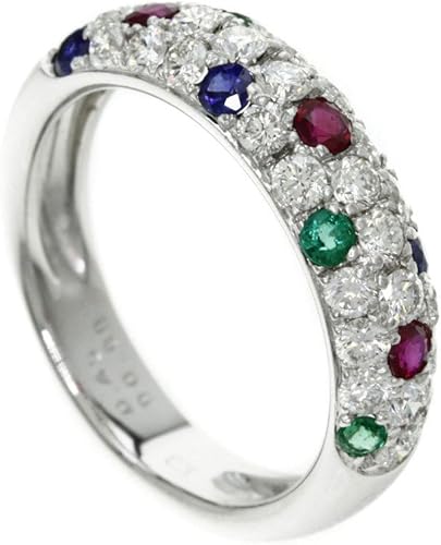Amazon 3 9g ルビー サファイア エメラルド ダイヤモンド リング 指輪 K18ホワイトゴールド レディース 中古 リング 通販