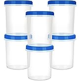 Atecare Heavy Duty Airtight Plastic Containers with Twist Top Lids, Stackable Freezer Containers for Lunch, Salad, Soup, Leftover, Ice Cream, BPA Free [6 Pack-32 oz]
