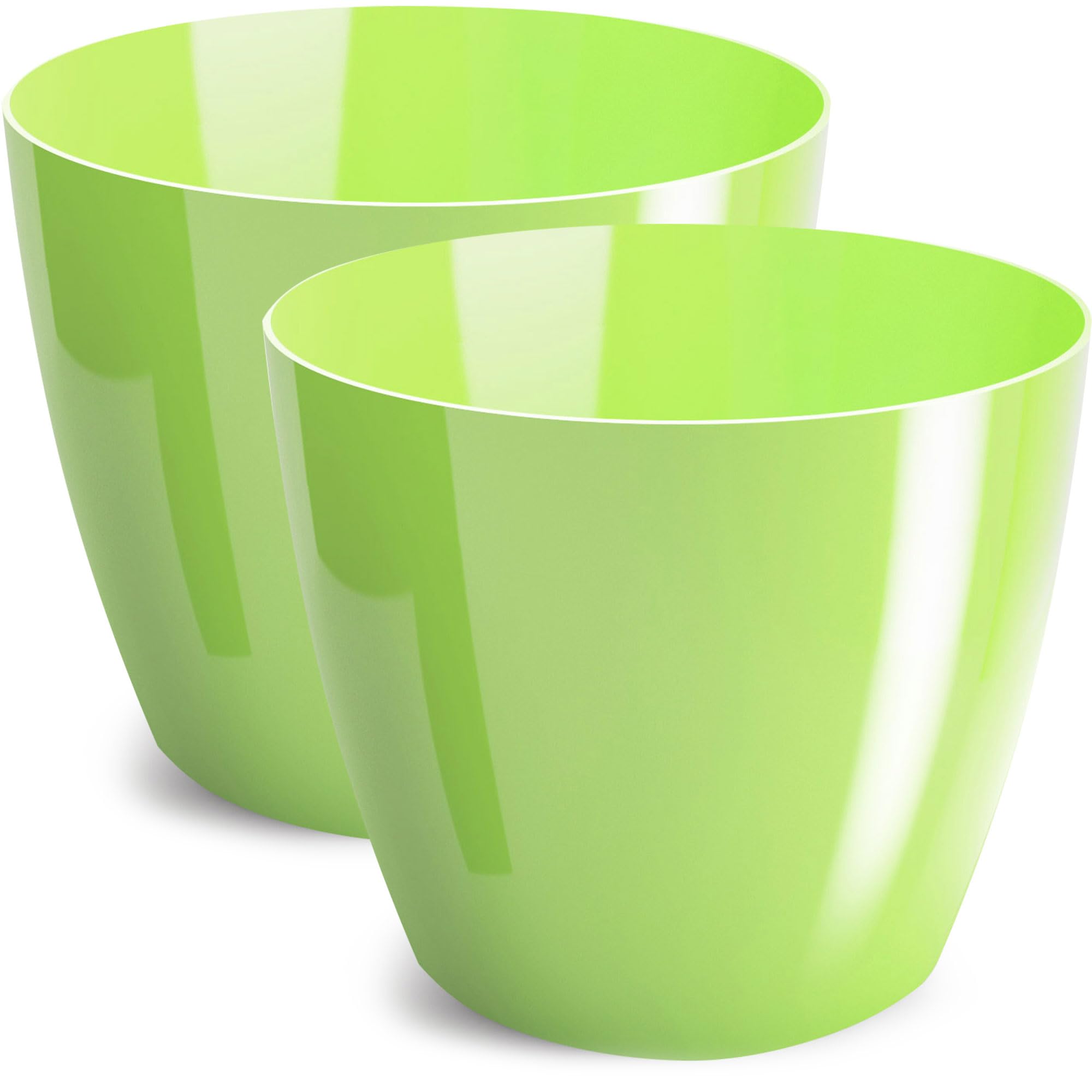 PECZEKO Shiny Flower Pot, Plastic Planter, Decorative Pot for Large and Small Plants, Set of 2 Flower Pot, Herb Pot, Green Pastel, Diameter 23 cm