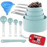 KETPOT Measuring Cups & Spoons Set of 10 Pieces, Stackable Cups and Spoons, Nesting Measure Cups and Measuring Spoons with St