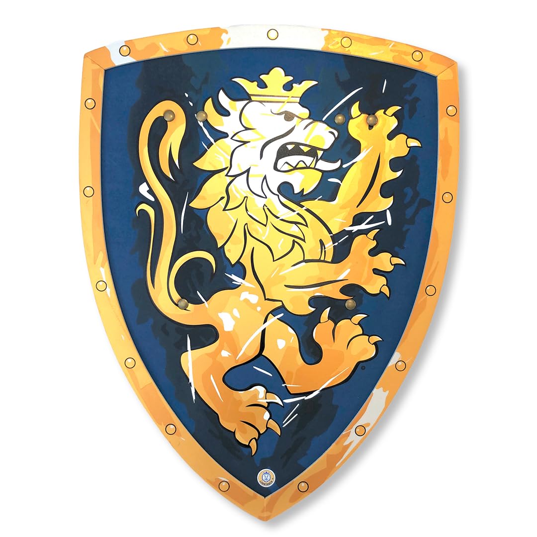 Liontouch - Noble Knight Shield, Blue/Large - Age 3-8 | 45 x 35 cm | Medieval Pretend Play Foam Toy For Children With Golden Lion Theme | Safe Battle Accessory For Dress Up & Costumes For Boys