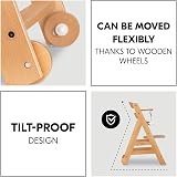 hauck Beta+ Natural Wooden High Chair Set 6 Months to 90 kg with Wheels view 6